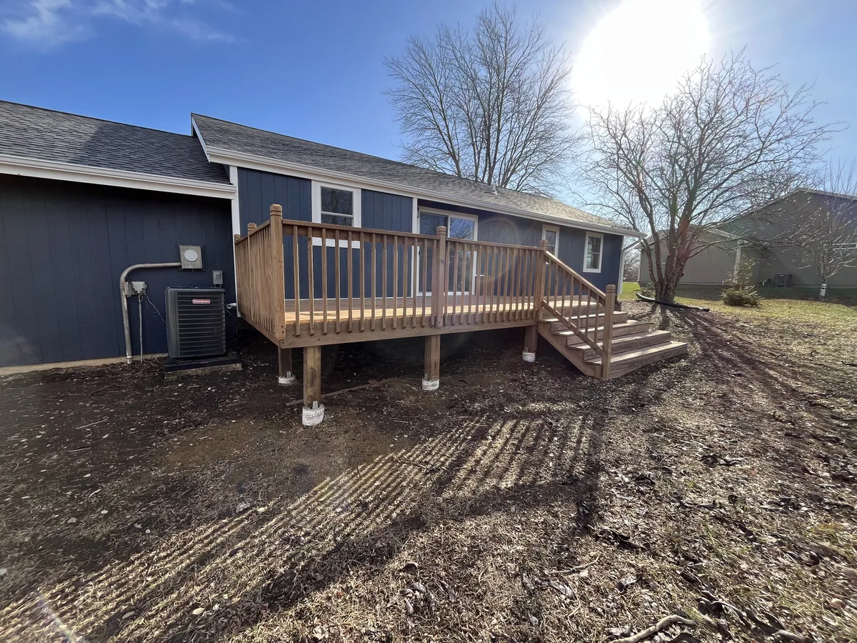 Deck framing and construction progress in Topeka