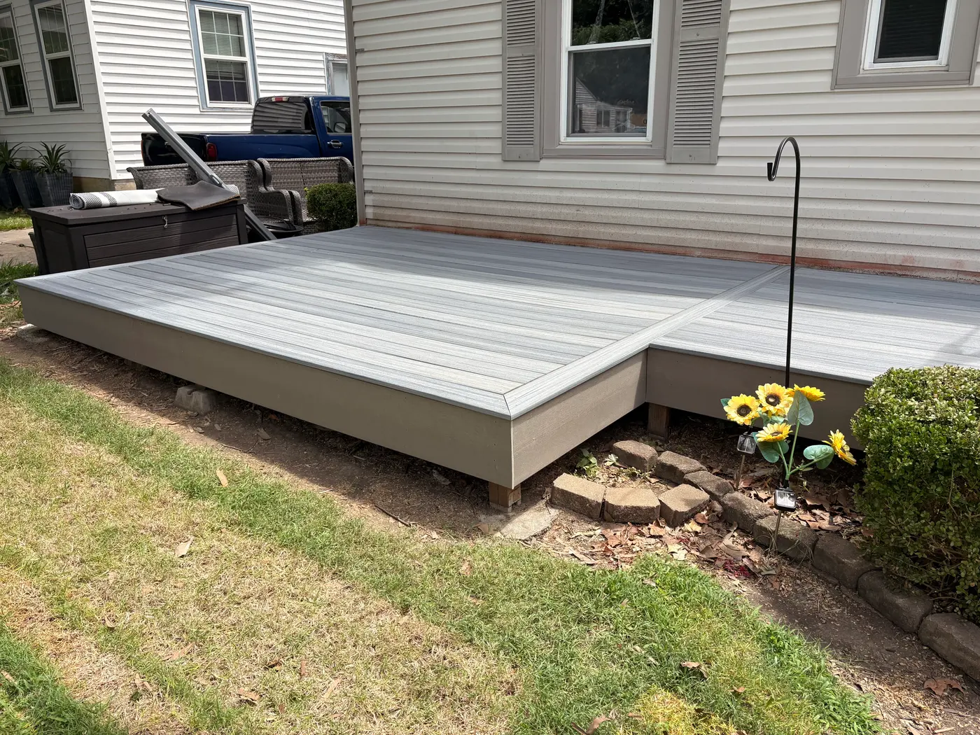 Low-maintenance composite deck in a Topeka backyard